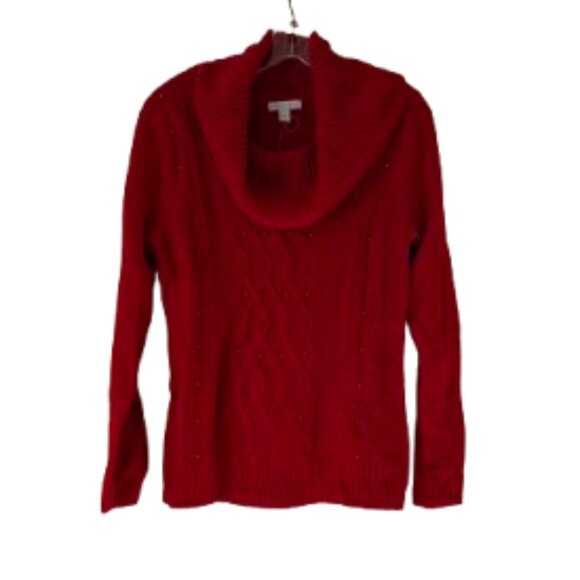 New York & Company Red Cowlneck Sweater  - Pearl Embellishments - Med - Picture 1 of 4